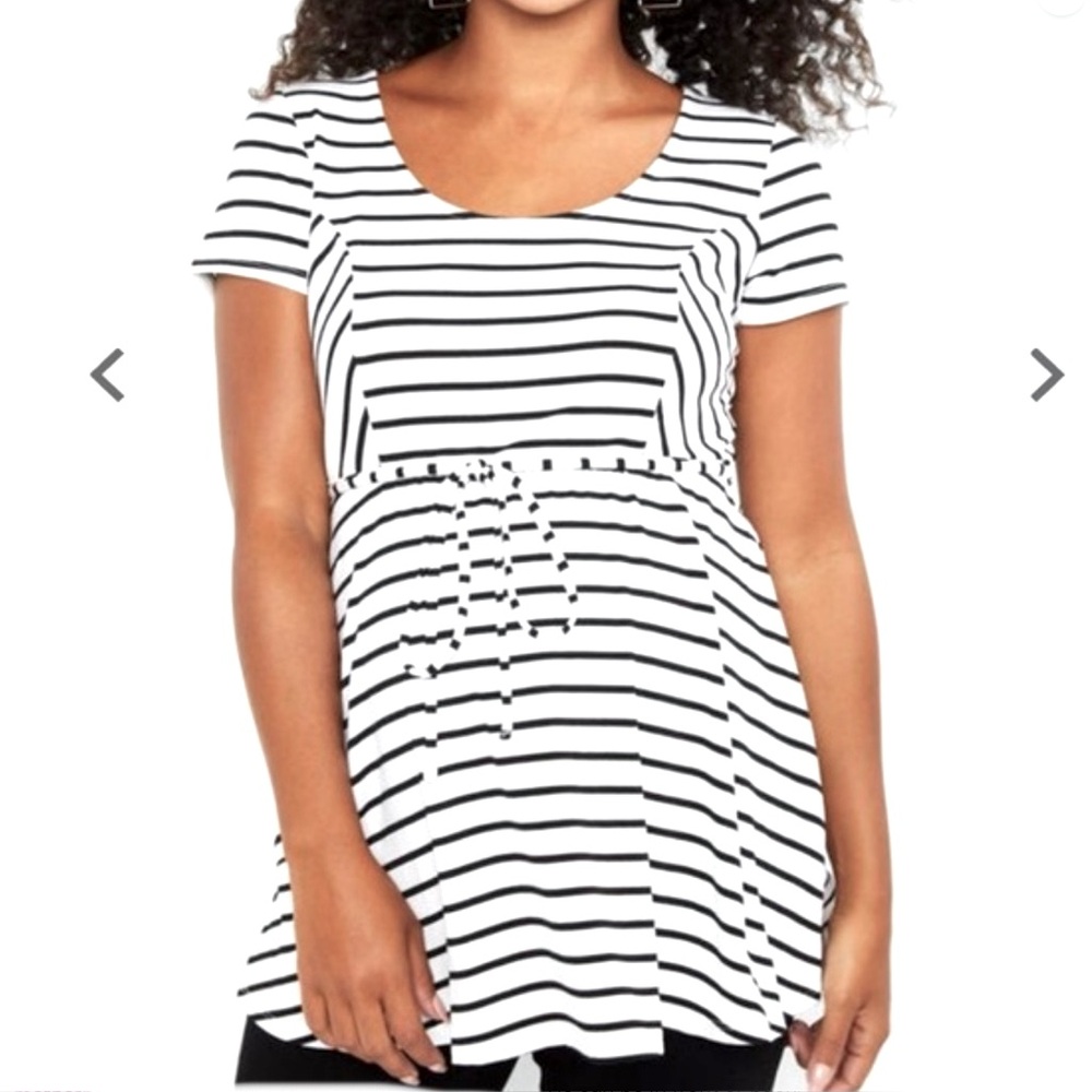 Motherhood Maternity Striped Peplum Top